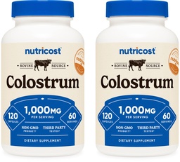 NutricostのColostrum 500mgの120の帽子(2本のびん)