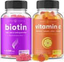NutraChamps Biotin Gummies and (2-Pack) Vitamin C Gummies Bundle