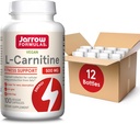 Jarrow Formulas L-Carnitine 500 mg - 100 Veggie Licaps - Important Cofactor for Energy Production (ATP) from Fats - Dietary Supplement - Vegan - Up to 100 Servings, Pack of 12