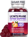 Sugar Free Lions Mane Supplement Gummies with KSM-66 Ashwagandha - Nootropic Supplement for Cognition, Brain Fog, Mental Clarity, Focus & Stress Support - Natural Berry Flavor, Vegan, Made in USA