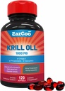 円弧のKrillオイル1000mg、オメガ3の補足、EPA、DHA、リン脂質およびアスタキサンチン- 120のSoftgels