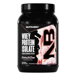 NutraBio 100%の乳清蛋白質の隔離蛋白質の粉、完全なアミノ酸のプロフィール、非GMO、大豆及びグルテンフリー、低い炭水化物、低いカロリーの乳蛋白質の粉、いちごのアイス クリーム、2つのLbsの25g蛋白質