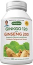 ANDREW LESSMAN Ginkgo 120 Plus Ginseng 200mg - 30カプセル - 標準化された抽出ブレンドは、脳、記憶、認知機能をサポートします。 アダプトゲン、コンバットストレスと疲労。 添加剤なし