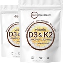 2パックビタミンD3 10000 iu Plus K2(MK-7)200mcg、300バージンココナッツオイルSoftgels | 2 in 1ビタミンD&Kコンプレックス | カルシウム吸収、骨、免疫、および心臓の健康をサポート