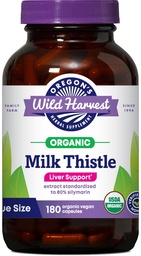 Oregon's Wild Harvest Milk Thistle Organic Non-GMO Herbal Supplement - pullulan (Plant sourced) Vegan Capsules, 180 Count