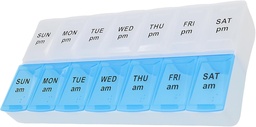 7日ウィークリーピルAM PMオーガナイザー、SysTechのPills/Vitamin/Supplements/Medicationのための大きい丸薬箱(青/白)