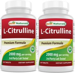 ベストナチュラル L-シトルリン 2000mg/サービング - 非GMO - グルテンフリー - 120錠(120カウント)