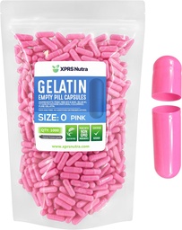XPRSのNutraのサイズ0の空のカプセル-1000の計算の空のゼラチンのカプセル-Pills DIYのカプセルの詰物-Do-It-Yourselfの補足のための純粋な牛の丸薬のゲルの帽子(ピンク)