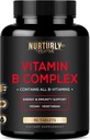 Vitamin B Complex - Contains All Essential B Vitamins - B1, B2, B3, B5, B6, B7, B9, B12 and Biotin - Super B Complex Vitamins for Energy, Immunity and Mood Support - 90 Tablets