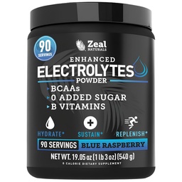 ゼールナチュラルズ電解液の粉の回復飲み物(90のサービング ブルーラズベリー) w 0 砂糖 +BCAAs +B-ビタミン 電解液サプリメント w カリウム亜鉛 & マグネシウム 給水用 - Keto Electrolytes