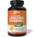 NutriFlair Liposomal Vitamin C 1700mg, 180 Capsules - High Absorption, Fat Soluble VIT C, Higher Bioavailability Immune System Support & Collagen Booster, Non-GMO, Vegan Pills