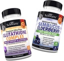 Glutathione Complex with Milk Thistle Extract, Vitamin C & Quercetin + Sambucus Elderberry Capsules with Zinc & Vitamin C - Natural Antioxidant Formulas - Promotes Liver & Immune Support