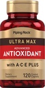 Piping Rock Antioxidant Supplements 120 Caplets | Advanced Formula for Men and Women | with Vitamin A, C, E | Ultra Max Complex | Non-GMO, Gluten Free
