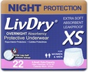 LivDry Adult XS Incontinence Underwear, Overnight Comfort Absorbency, Leak Protection, X-Small, 22-Pack