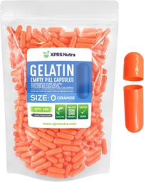 XPRSのNutraのサイズ0の空のカプセル- 500の計算の空のゼラチンのカプセル-Pills DIYのカプセルの詰物-Do-It-Yourselfの補足のための純粋な牛のゲルの帽子(オレンジ)