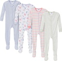 Gerber Baby Girls Baby-girls 4-pack Footed Pajamas