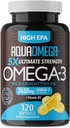 5X Ultimate Strength Omega 3 Fish Oil Supplements, Wild Caught Fish Oil Omega 3 Supplements with High EPA, DHA and Vitamin D, Fishoil Omega3 Supplement for Women & Men, 120 Softgels, Unflavored