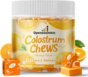 Bovine Colostrum Soft Chewsは、Gut Health、Bloating、免疫サポート、皮膚、毛の成長と美のためのプロバイオティクスとサプリメント - オレンジ色の味(60のサービング)