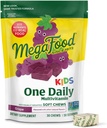 MegaFood Kids One Daily Multivitamin Soft Chews - Kids Vitamins with Vitamin B, Vitamin C, Vitamin D & Vitamin E - Age 4+, Vegetarian, Made Without 9 Food Allergens - Grape Flavor - 30 Chews