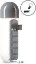 Urban Essentials Water Bottle Portable Pill Insertion Organizer Water Bottle with Built-in Daily Vitamin Holder Supplement Organizer Case - with Free Pill Keychain BPA Free Plastic Bottle