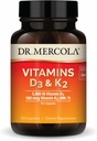 Dr. Mercola Vitamins D3&K2 - 免疫、脳、心血管、呼吸器&骨の健康をサポート - GMOフリー、グルテンフリー&大豆フリー - 30カプセル(30サービング)