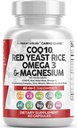 きれいなNutraceuticals COQ10 200mgの赤いイースト米Omega 3のマグネシウムの複雑な500mg Niacin亜鉛ビタミンK2 D3 -女性及び人のw/Vitamin B3、Coenzyme Q10-60 Ctのための中心サポート ビタミン
