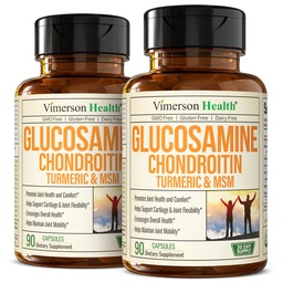 グルコサミンコンドロイチンMSM - グルコサミン硫酸1500mg、コンドロイチン、MSM - 軟骨、関節の健康と柔軟性のための女性と男性のための共同サポートサプリメント - 2パック