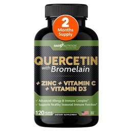 Gade Nutrition Quercetin with Bromelain Vitamin Cと亜鉛ビタミンD3 | カプセルの免疫サポートサプリメント | 非GMO、グルテンフリー、ビーガン | アメリカ製 | 2ヶ月の供給