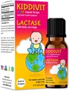 Kiddivit Baby Lactase Drops 1000 Units – Gentle Digestive Support Enzyme Supplement – 100 Daily Servings – Built-in Dropper, Glass Bottle – Gluten Free, Vegetarian, 1oz