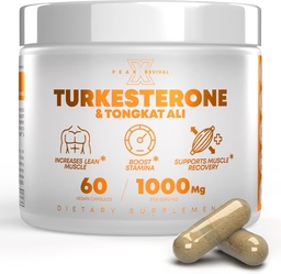 ピークのRevival-XのTurkesteroneのTongkatの別名補足(500mgのAjugaのTurkestanica + 250mgのTongkatの別名) 60のカプセル-Turkesteroneの補足1000mg - 筋肉強さ及び回復サポート-米国で作られる