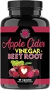 Angry は Apple のサイダーの酢 + ビートの根の粉のカプセル、サービングごとの純粋な ACV Beetroot 1000mg、人および女性のための消化器の健康(60ct、1 か月の供給)を補います
