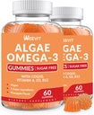 Vegan Omega 3 Gummies, Algae Omega-3 Supplement DHA 240mg, EPA 110mg w/Vitamin B12, CoQ10, Fish Oil Alternative for Adults - Brain, Bone, Eye & Immunity Support