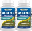 ベストナチュラルズ2パックKonjacグルコマンナンルート2000mg/サービング - 180ベジタリアンカプセル