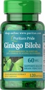 Puritan's Pride Ginkgo Biloba 標準化エキス Nootropic 60 Mg Softgels、120 カウント