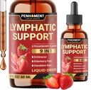 9in1 Lymphatic Drainage Drops Supplement - Echinacea | Elderberry | Dandelion | Rosehip | Cleavers | Calendula | Burdock - Lymph System Liquid Extract - Immune, Cleansing - 2 Fl Oz - 60 Days