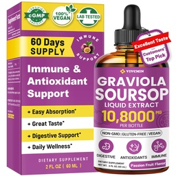 Graviola Soursopの葉のエキスの液体-サワーソップのビターの液体、サポート 免疫、弛緩、レバーおよび睡眠、砂糖及びアルコールフリー、高吸収性の方式、パッションのフルーツの味、2 Fl Oz