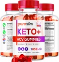 3 Pack - PureSlim KetoACV Gummies 1050MG, Supplement Advanced Formula, 180 Gummies for 3 Months