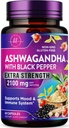 Ashwagandha 2,100 mg - Ashwagandha Supplements for Women in Veggie Capsules with Powder & Root Extract, Black Pepper for High Absorption, Plant Based, Non-GMO, Bottled in the USA - 60 Veggie Capsules