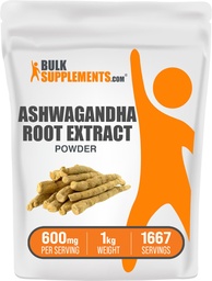 BulkSupplements.com Ashwagandhaの根のエキスの粉 - Ashwagandhaの補足、草の補足 - 完全菜食主義者の及びグルテンフリー、サービングごとの600mg、1kg (2.2のlbs) (1のパッケージ)