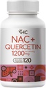 VHC NAC Supplement,Acetyl L-Carnitine1200mg Plus Quercetin, Optimum Dose (1200mg + 100mg), 2 in 1 Dual Action Formula N-Acetyl-L-Cysteine with Quercetin, for Respiratory, Liver, Immune, Made in USA
