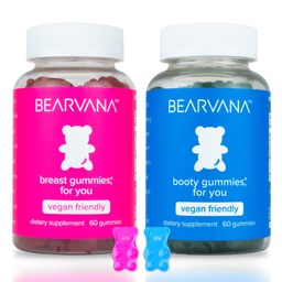 女性向けBEARVANAトップ&ピーチサポートコンボパックグミー | 9 ファーヌグリーク、マカ&フェンネルを含むハーブエキス | エッセンシャルビタミン | ベリーフレーバー | 2-パック(120グミー)
