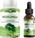 PURA VIDA MORINGAのカプセル(120の計算)およびMoringaの葉のエキスの低下(2flのoz)