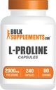 BulkSupplements.com L-Proline Capsules - Amino Acid Supplement, L-Proline 2000mg, Proline Supplements - Gluten Free, 4 Capsules per Serving, 240 Count (Pack of 1)