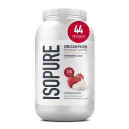 Isopure Zero Carb 100% 純粋な乳白色無溶剤プロテインパウダー、乳液フリー、グルテンフリー、ビタミン、ストロベリー&クリーム、25g たんぱくパーサービング、3Lbs、44 サービング(パッケージ 5 月 Vary)