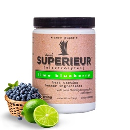 Superieur電解液 - 植物ベースの電解液サプリメントw / 海ミネラルの水分補給&回復–Ketoフレンドリー、非GMO、ゼロ砂糖、ビーガン、ヘルシースポーツドリンクパウダー - ライムブルーベリー(70サービング)