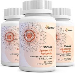 Liposomalのapigenin 500mgのSoftgels - Fisetin、QuercetinおよびTheaflavinsの最適Apigeninの補足- 6か月の供給