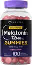 Carlyle Melatonin Gummies 12mg | 100カウント | ベリーフレーバー | 完全菜食主義者のサプリメント | 非GMO、グルテンフリー