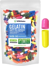 XPRS Nutraのサイズ00の空のカプセル- 500の計算の空のゼラチンのカプセル- Pill DIYのカプセルの詰物- Do-It-Yourselfの補足(多色)のための満たされた丸薬のゲルの帽子