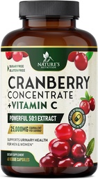 クランベリーの補足の丸薬25,000mg -女性及び人のための高い効力のビタミンCranberry、尿路の健康サポート、砂糖は、グルテンフリー、非GMOのクランベリーの濃縮物のエキス- 60のカプセル放します