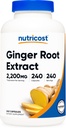 Nutricost Ginger Root Extract 2,200mg, 240 Capsules - Gluten Free, Non-GMO, 550mg of 4:1 Extract